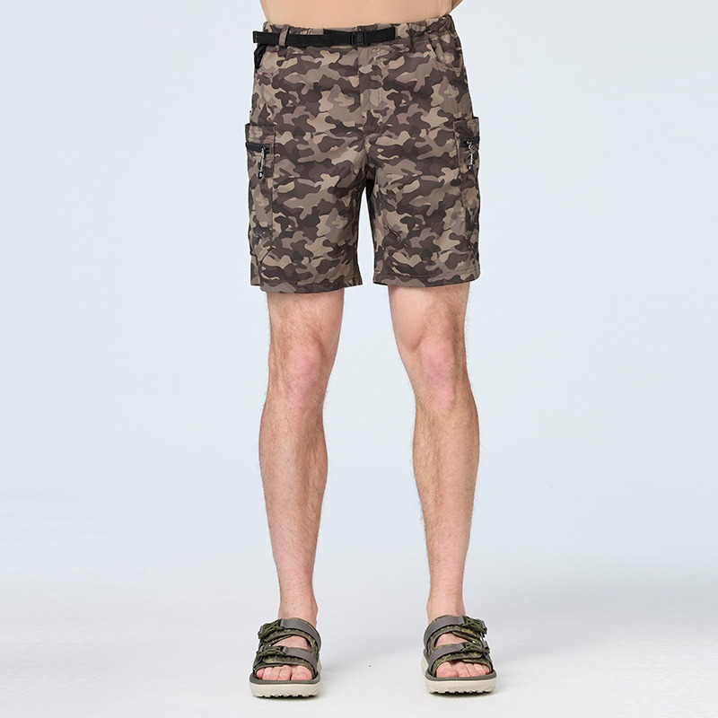 荒野 WILDLAND 男款迷彩抗UV多口袋工裝短褲 0B21382 松果褐 排汗短褲 五分褲 OUTDOOR NICE-細節圖2