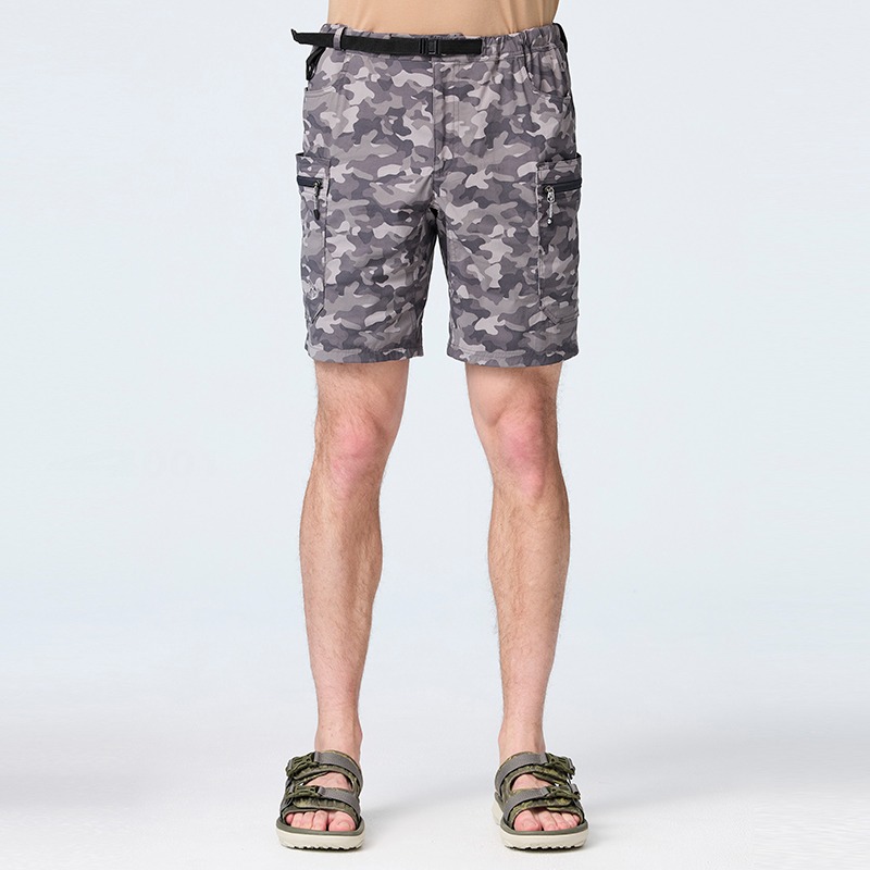 荒野 WILDLAND 男款迷彩抗UV多口袋工裝短褲 0B21382 迷彩灰 排汗短褲 五分褲 OUTDOOR NICE-細節圖2