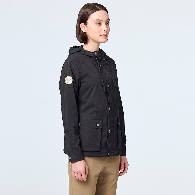 荒野WILDLAND 女款防潑抗UV機能連帽外套 0B21901 印黑色 防曬外套 機能外套 OUTDOOR NICE-細節圖5