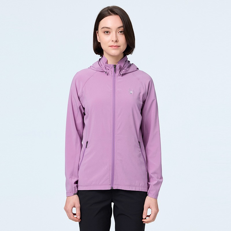 荒野WILDLAND 女款彈性冰絲涼感抗UV機能外套 0B21905 粉紫 涼感外套 防曬 OUTDOOR NICE-細節圖2