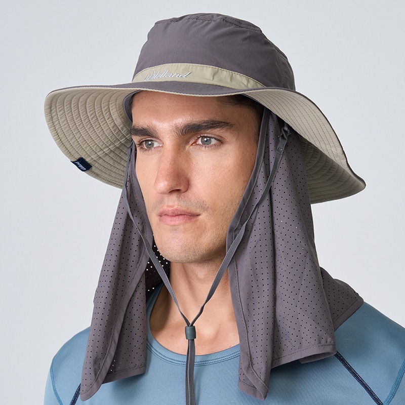 荒野 WILDLAND 中性抗UV調節式遮陽帽 WH1033 石墨灰 圓盤帽 漁夫帽 防曬帽 OUDTOOR NICE-細節圖2