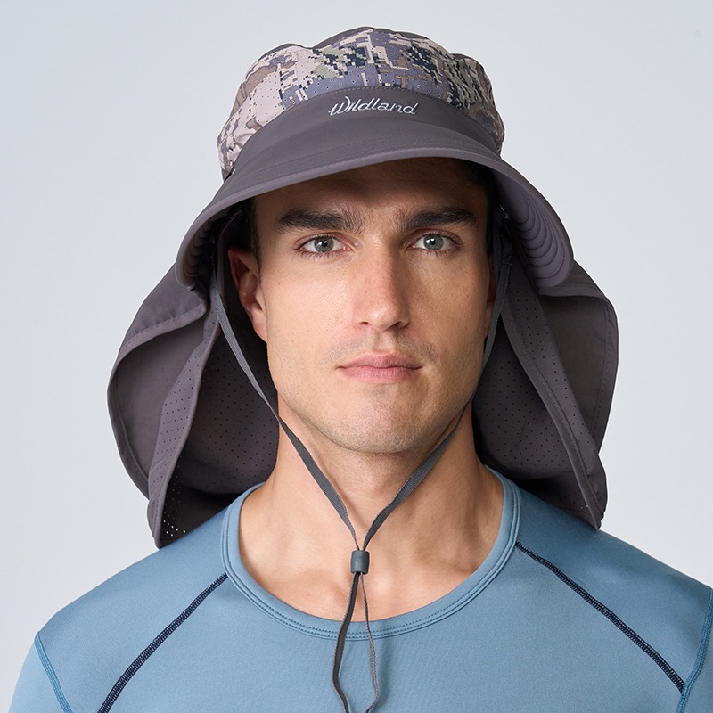荒野 WILDLAND 中性抗UV收納式功能遮陽帽 WH1036 石墨灰 圓盤帽 三用防曬帽 OUDTOOR NICE-細節圖2