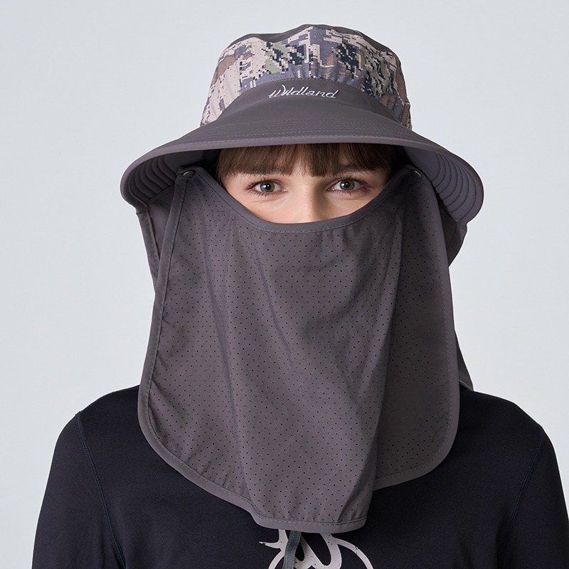 荒野 WILDLAND 中性抗UV收納式功能遮陽帽 WH1036 石墨灰 圓盤帽 三用防曬帽 OUDTOOR NICE-細節圖3