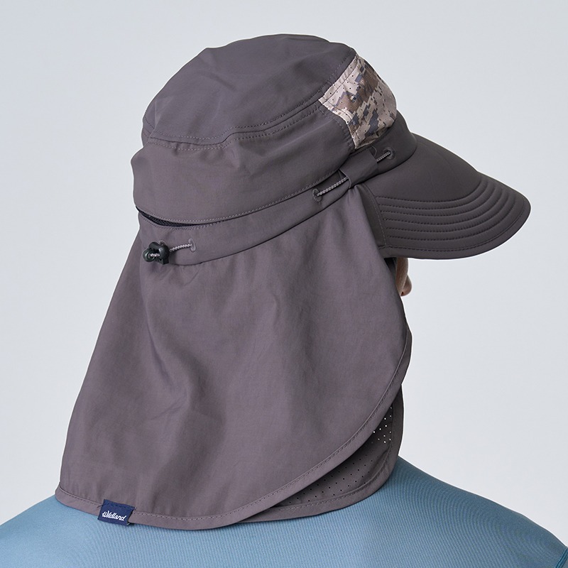 荒野 WILDLAND 中性抗UV收納式功能遮陽帽 WH1036 石墨灰 圓盤帽 三用防曬帽 OUDTOOR NICE-細節圖4