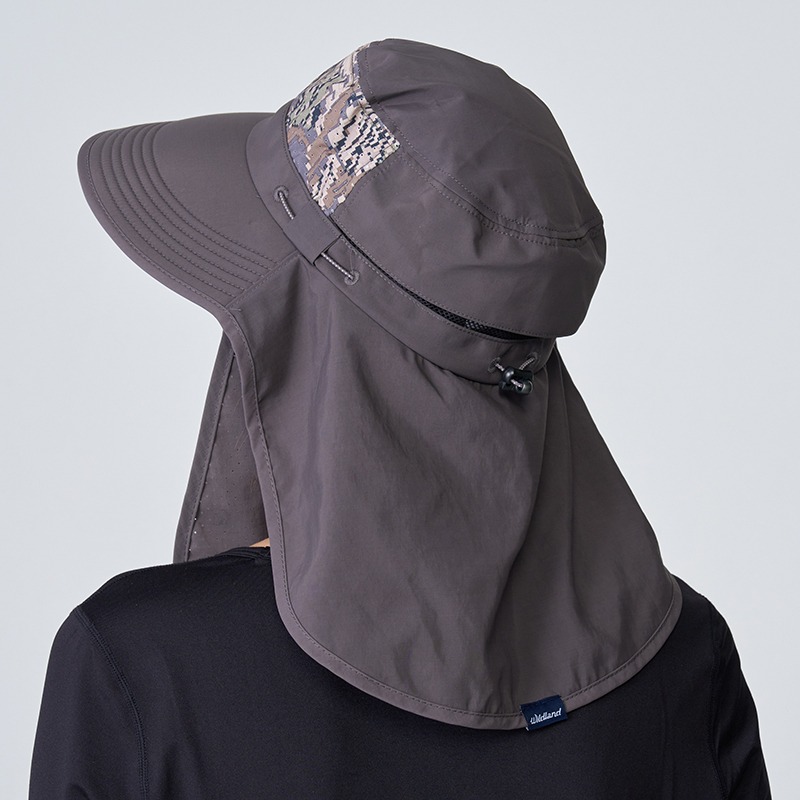 荒野 WILDLAND 中性抗UV收納式功能遮陽帽 WH1036 石墨灰 圓盤帽 三用防曬帽 OUDTOOR NICE-細節圖5