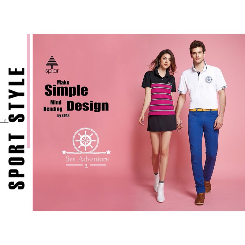 名典 Spar 女款短袖排汗衣 SA1086203 桃黑白條紋 排汗POLO 休閒運動上衣 OUTDOOR NICE-細節圖2