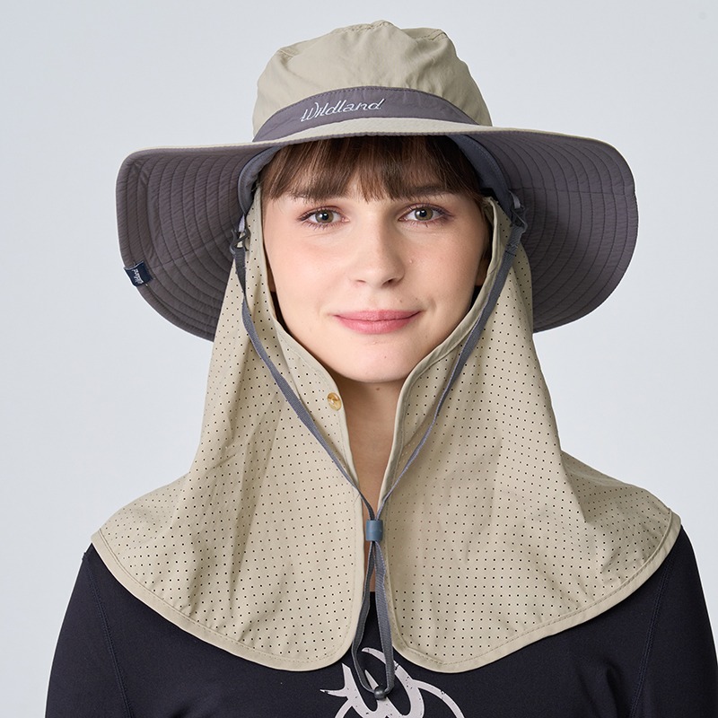 荒野 WILDLAND 中性抗UV調節式遮陽帽 WH1033 卡其色 圓盤帽 漁夫帽 防曬帽 OUDTOOR NICE-細節圖2