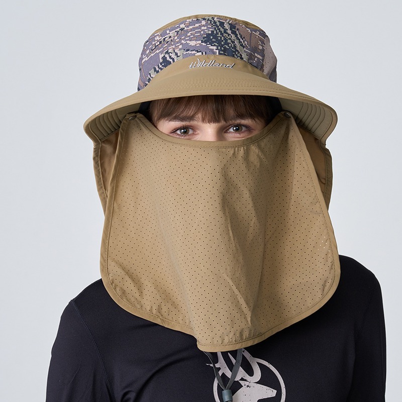 荒野 WILDLAND 中性抗UV收納式功能遮陽帽 WH1036 沙色 圓盤帽 三用防曬帽 OUDTOOR NICE-細節圖2