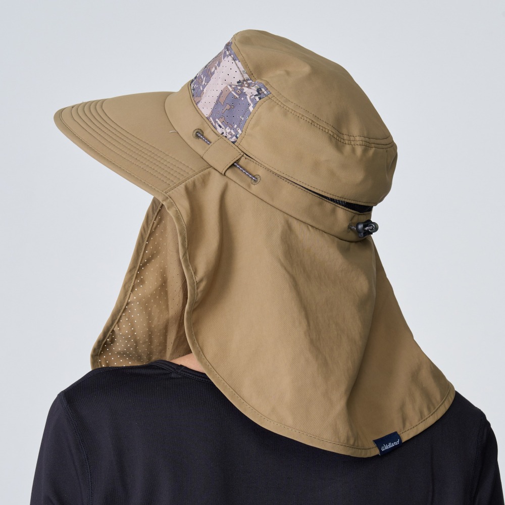 荒野 WILDLAND 中性抗UV收納式功能遮陽帽 WH1036 沙色 圓盤帽 三用防曬帽 OUDTOOR NICE-細節圖3