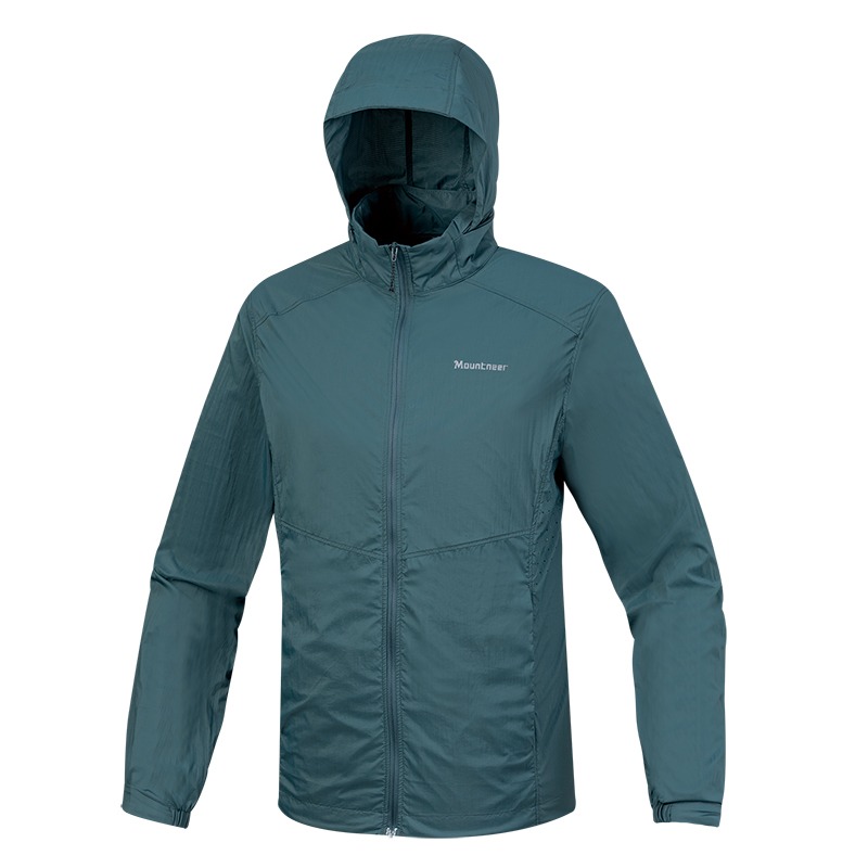 山林MOUNTNEER 男款抗UV輕量外套 51J07 灰藍 防曬外套 可收納外套 OUTDOOR NICE-細節圖2