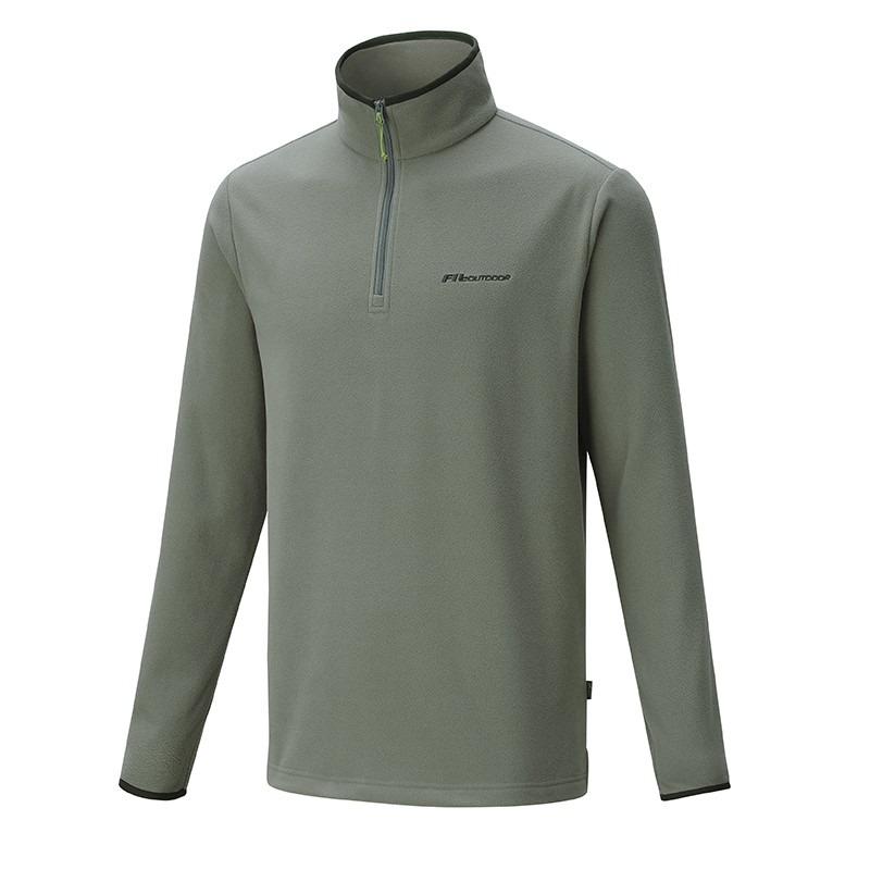 維特FIT 男款雙刷雙搖保暖上衣 PW1101 灰綠色 保暖舒適 中層衣 刷毛衣 OUTDOOR NICE-細節圖2