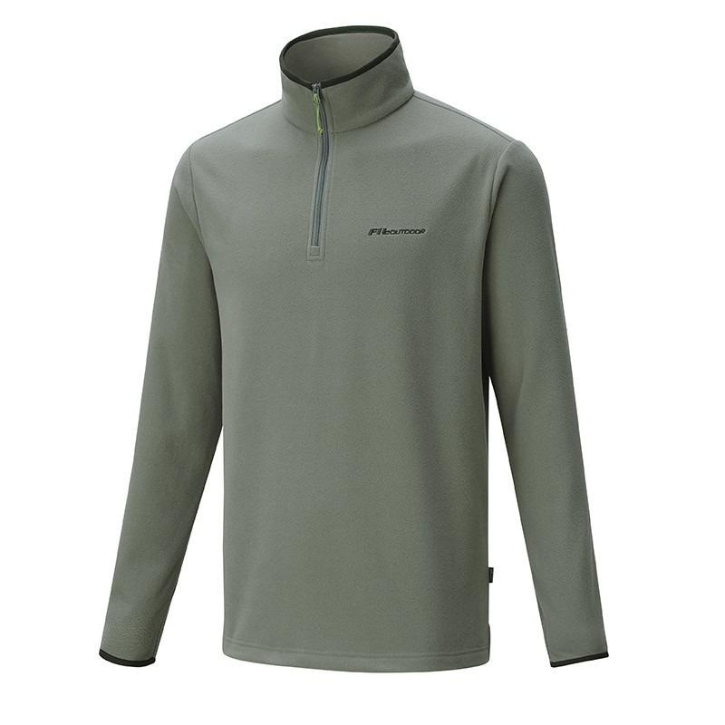 維特FIT 男款雙刷雙搖保暖上衣 PW1101 灰綠色 保暖舒適 中層衣 刷毛衣 OUTDOOR NICE-細節圖2