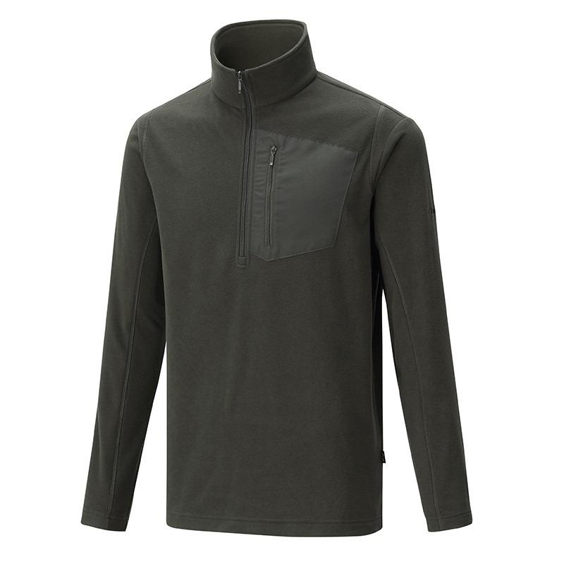 維特FIT 男款雙刷雙搖保暖上衣 PW1102 褐綠色 保暖舒適 中層衣 刷毛衣 OUTDOOR NICE-細節圖2