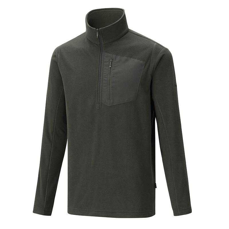 維特FIT 男款雙刷雙搖保暖上衣 PW1102 褐綠色 保暖舒適 中層衣 刷毛衣 OUTDOOR NICE-細節圖2