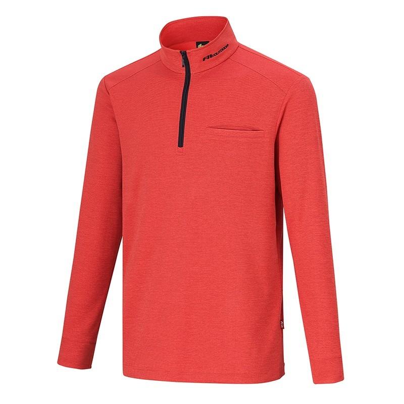 維特FIT 男款吸濕排汗抗UV麻花立領上衣 PW1104 寶石紅 休閒服 排汗衣 薄長袖上衣 OUTDOOR NICE-細節圖2