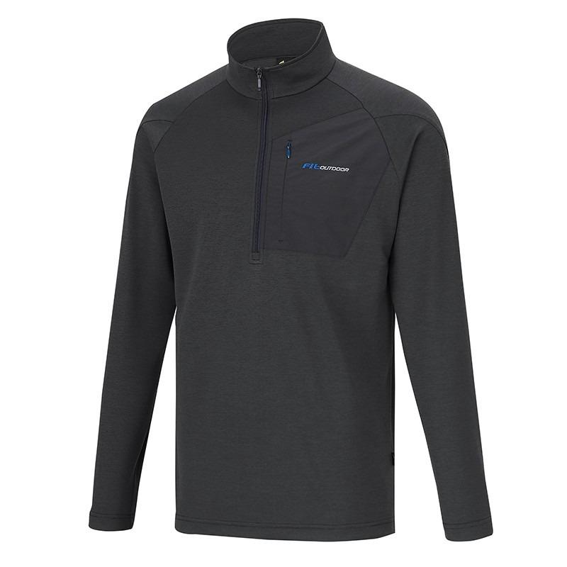 維特FIT 男款吸濕排汗抗UV麻花立領上衣 PW1105 鐵礦灰 休閒服 排汗衣 薄長袖上衣 OUTDOOR NICE-細節圖2