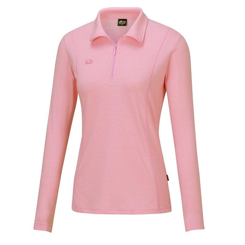 維特FIT 女款遠紅外線吸濕排汗抗UV麻花立領上衣 QW2101 淡粉紅 運動服 排汗衣 OUTDOOR NICE-細節圖2