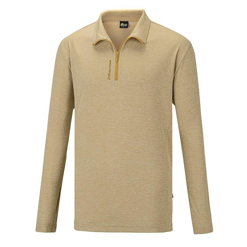 維特FIT 男款遠紅外線吸濕排汗抗UV麻花立領上衣 QW1102 芥末黃 POLO衫 排汗衣 OUTDOOR NICE-細節圖2