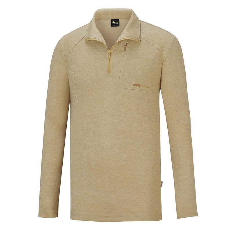 維特FIT 男款遠紅外線吸濕排汗抗UV麻花立領上衣 QW1103 芥末黃 運動服 排汗衣 OUTDOOR NICE-細節圖2