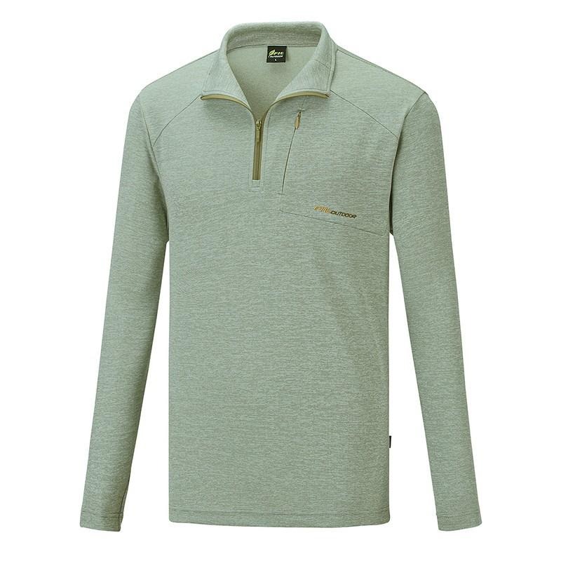 維特FIT 男款遠紅外線吸濕排汗抗UV麻花立領上衣 QW1103 灰綠色 運動服 排汗衣 OUTDOOR NICE-細節圖2