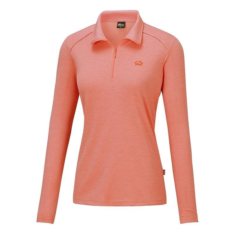 維特FIT 女款遠紅外線吸濕排汗抗UV麻花立領上衣 QW2102 橘紅色 運動服 排汗衣 OUTDOOR NICE-細節圖2