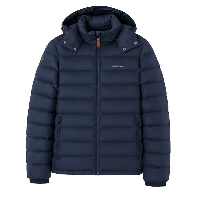 荒野 WILDLAND 男款700FP可拆帽輕暖羽絨外套 藍黑色 0B32102 90/10 OUTDOOR NICE-細節圖2