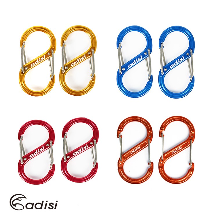 ADISI 6mm鋁合金S勾環 AS16153 一組兩入 不挑色 8字扣 掛環 背包扣 登山扣 OUTDOOR NICE-細節圖2