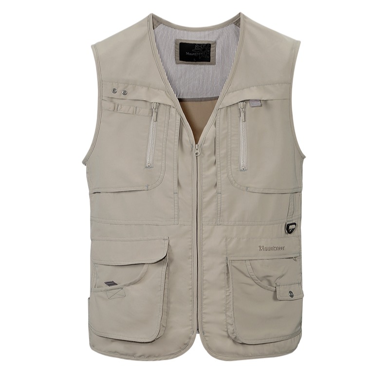山林MOUNTNEER 中性抗UV多口袋背心 31V01 卡其 休閒背心 登山背心 釣魚背心 OUTDOOR NICE-細節圖2