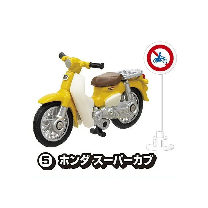 TOMICA 多美小汽車 標識 標誌 盒玩 第18彈 NO.5 本田 Honda Super Cub 機車 黃色 全新-細節圖6