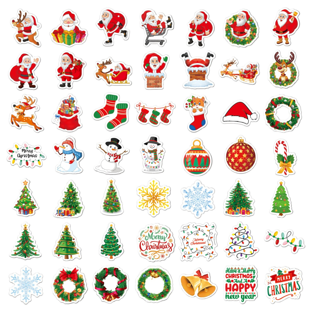 【Happy Store】100張聖誕節全息鐳射貼紙/派對禮品裝飾/防水DIY-細節圖3