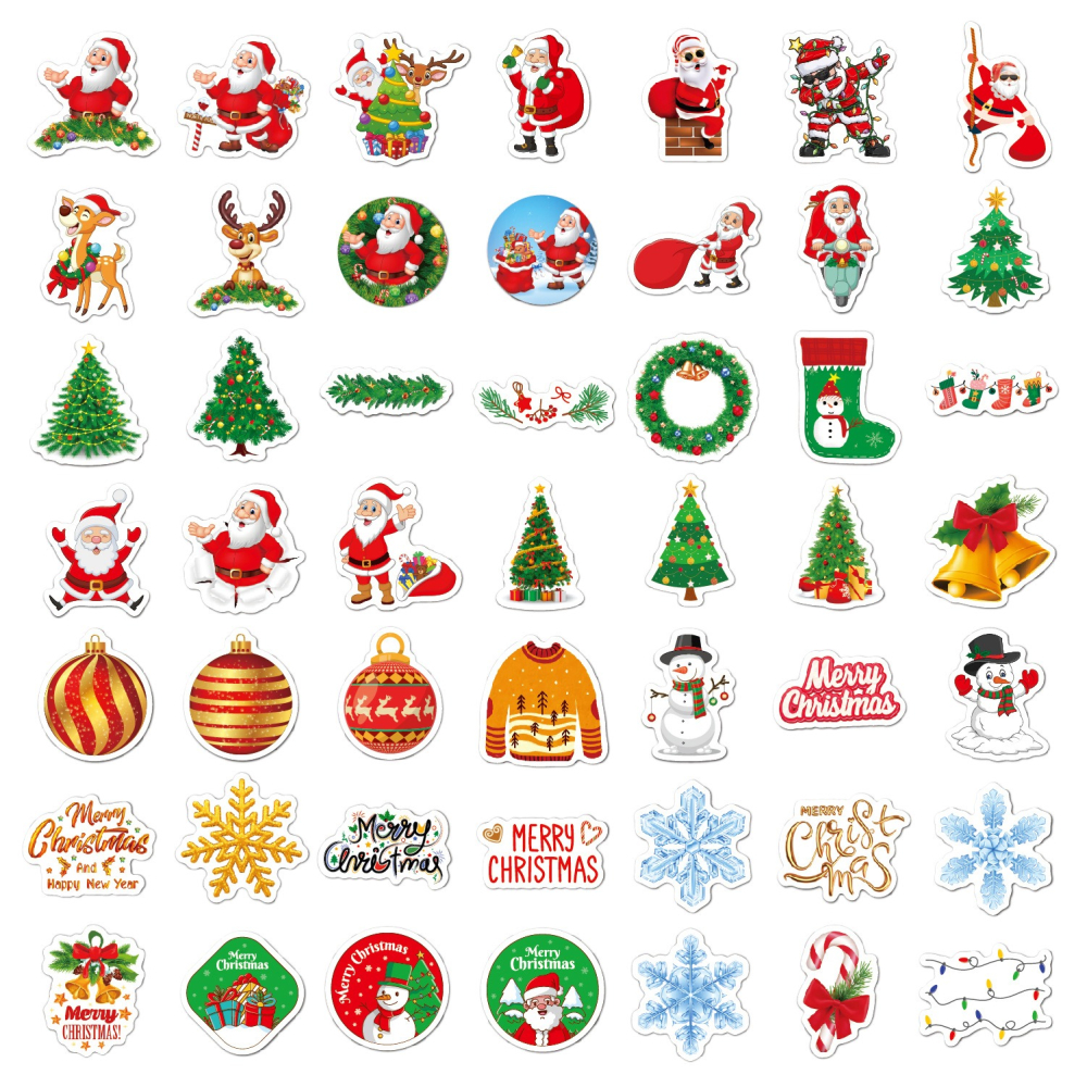 【Happy Store】100張聖誕節全息鐳射貼紙/派對禮品裝飾/防水DIY-細節圖4