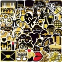 【Happy Store】50張黑金生日派對塗鴉貼紙/裝飾吉他行李箱/防水DIY-規格圖5