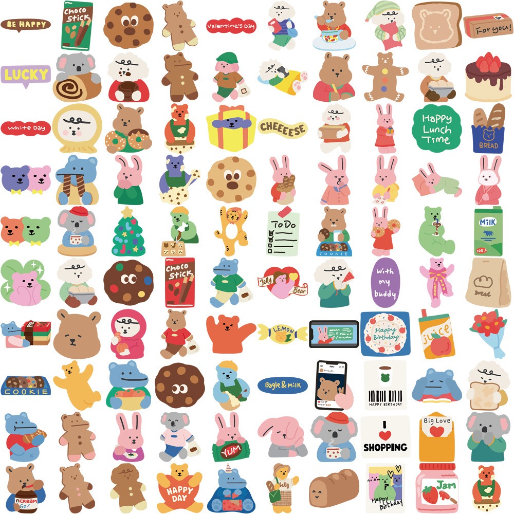 【Happy Store】100張多款可愛小熊塗鴉貼紙/裝飾行李箱筆記本/防水DIY-細節圖2