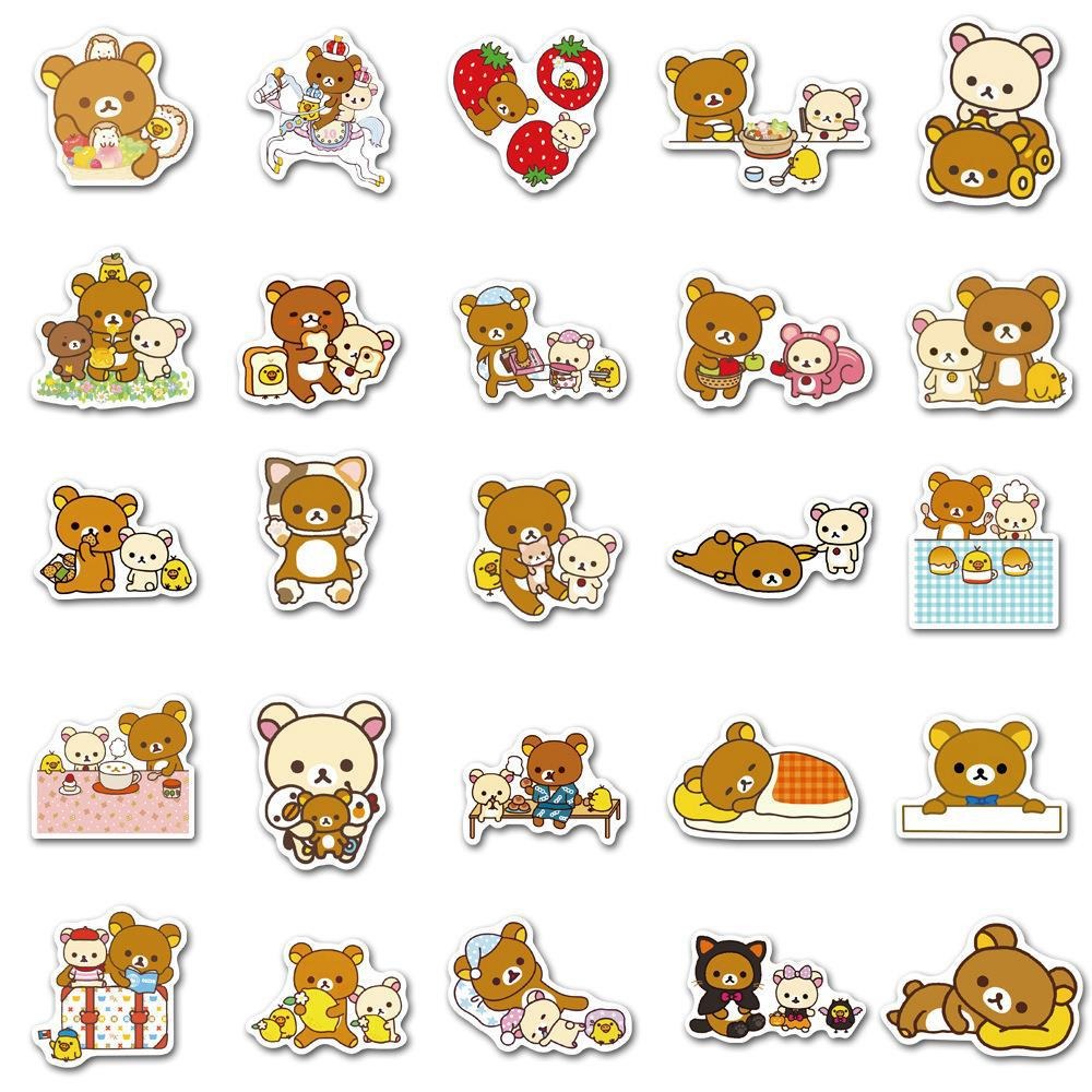 【Happy Store】50張新款可愛熊個性塗鴉貼紙/摩托車行李箱吉他/防水-細節圖2