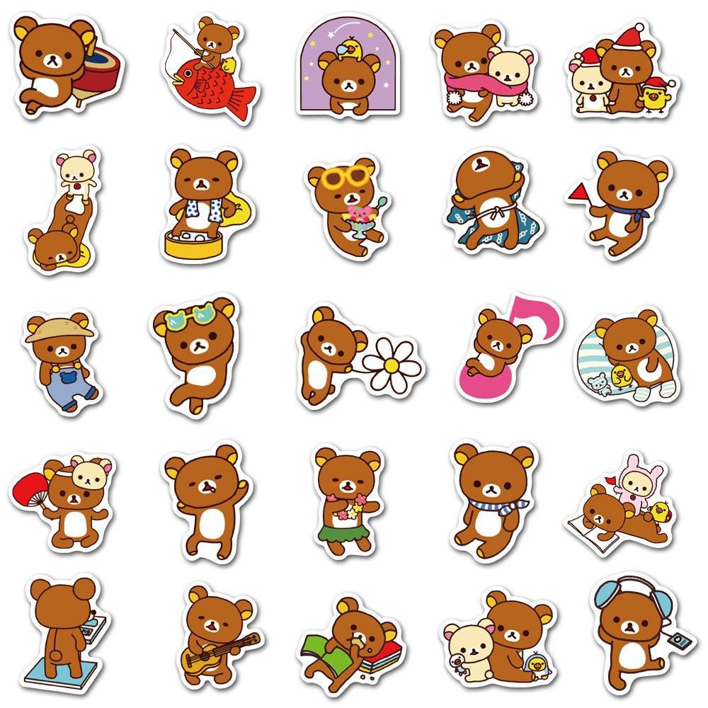 【Happy Store】50張新款可愛熊個性塗鴉貼紙/摩托車行李箱吉他/防水-細節圖5