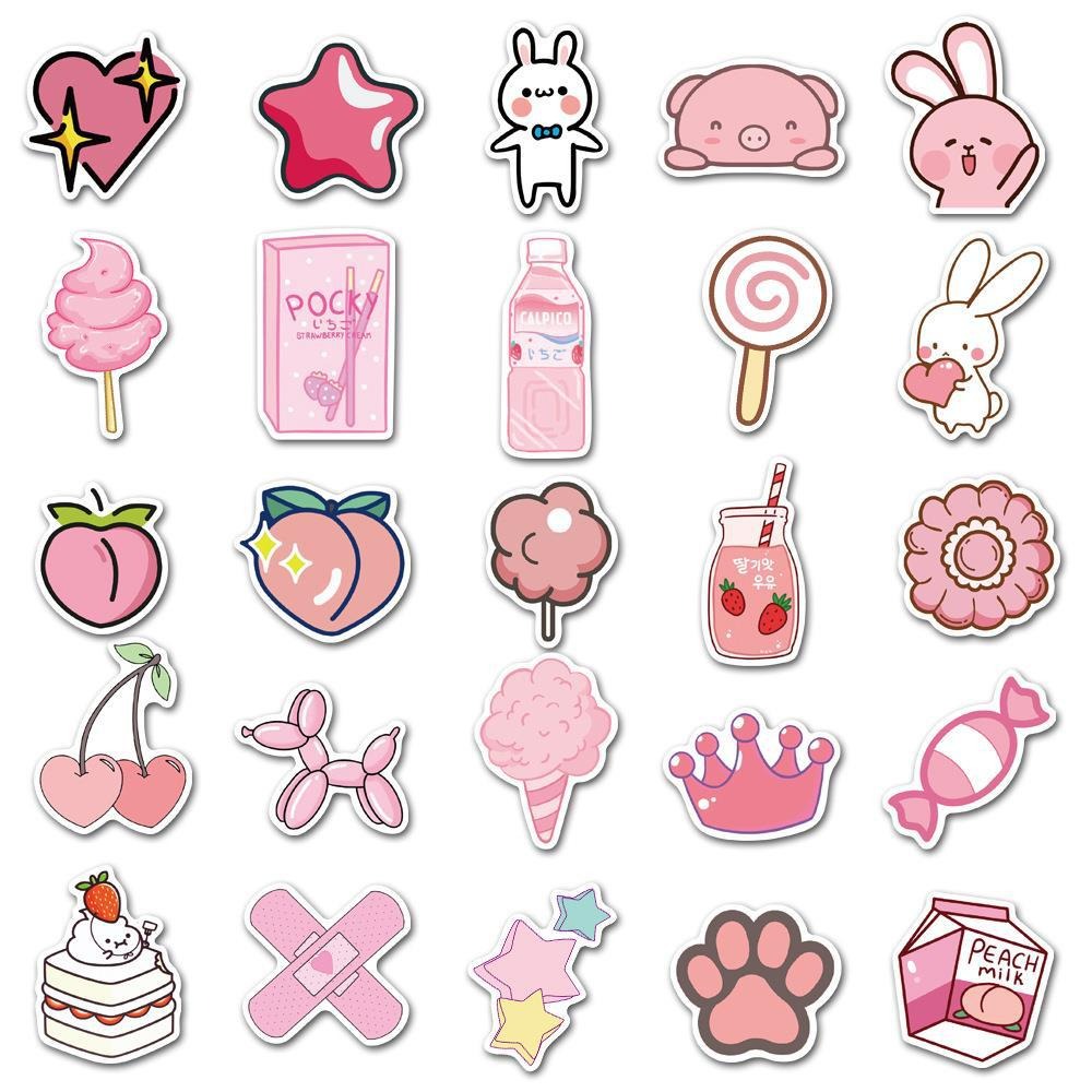 【Happy Store】50張新款卡通粉色少女塗鴉貼紙/行李箱吉他滑板/防水不留膠-細節圖4