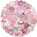 【Happy Store】50張新款卡通粉色少女塗鴉貼紙/行李箱吉他滑板/防水不留膠-規格圖4