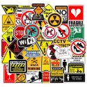 【Happy Store】50張不重複警示警告標誌塗鴉貼紙/摩托車行李箱裝飾/防水DIY-規格圖5