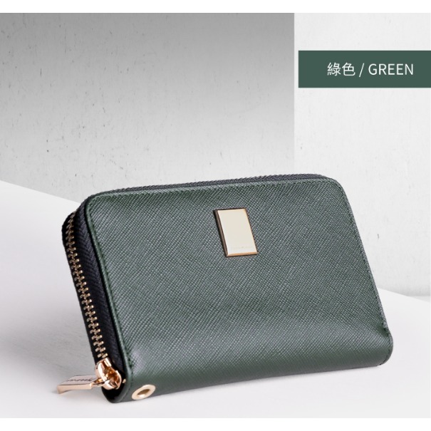 74OUNCE-Cross Lady 真皮十字紋防刮手掛零錢包-綠色[LN-759-CR-W]-細節圖7