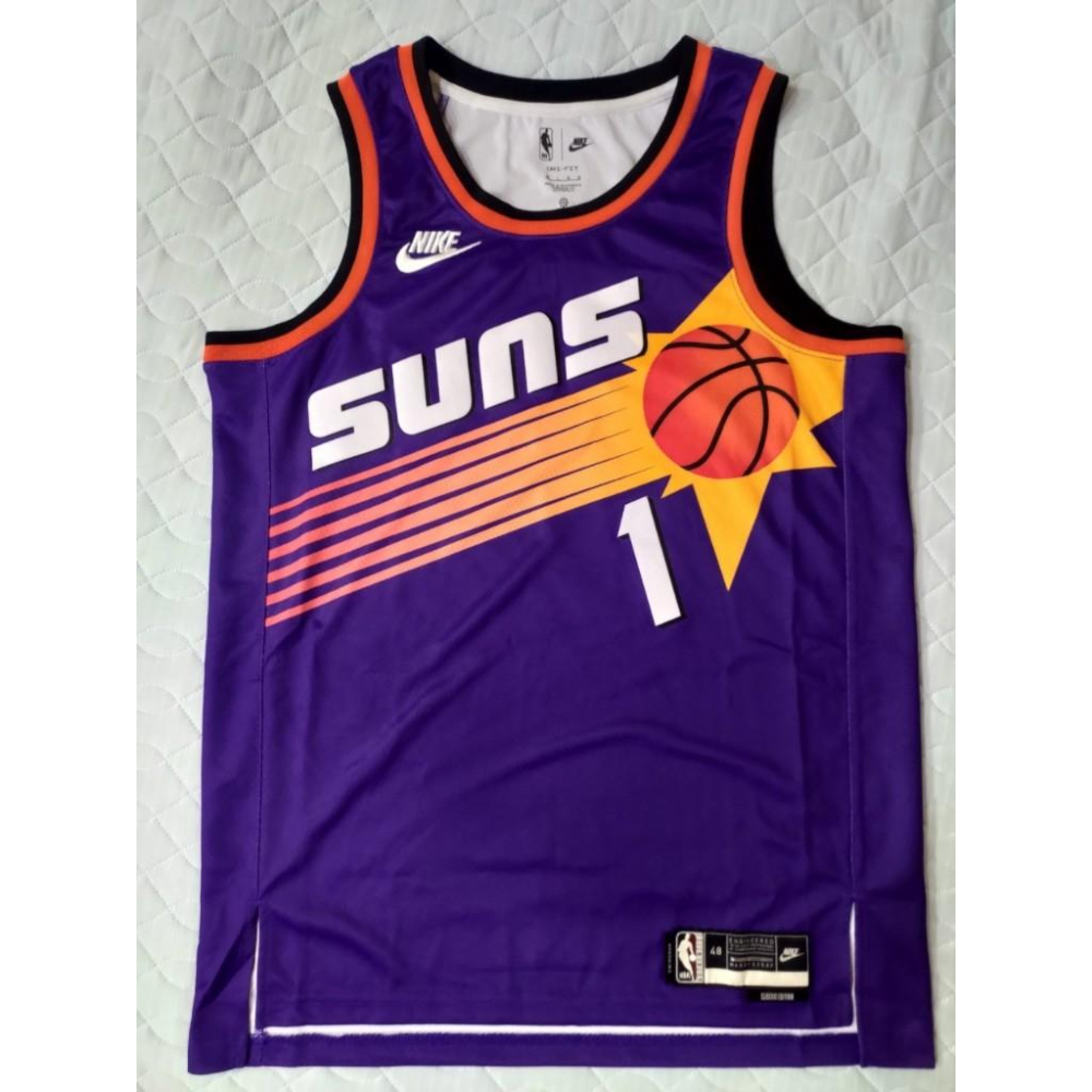 NIKE NBA 鳳凰城太陽隊 Booker 復古球衣 紫太陽 大太陽 城市版 球迷版 熱轉印 Swingman 48L-細節圖3