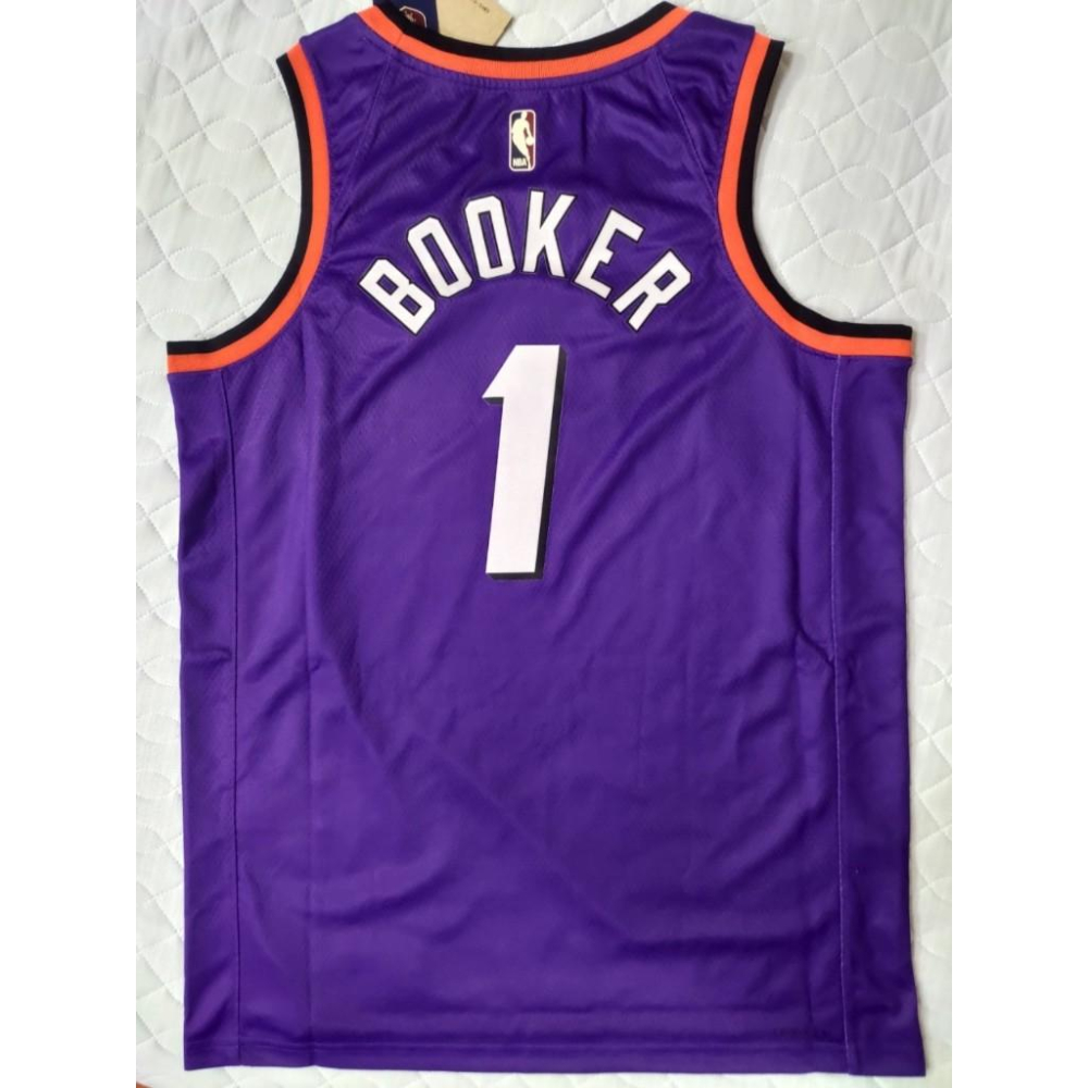 NIKE NBA 鳳凰城太陽隊 Booker 復古球衣 紫太陽 大太陽 城市版 球迷版 熱轉印 Swingman 48L-細節圖4
