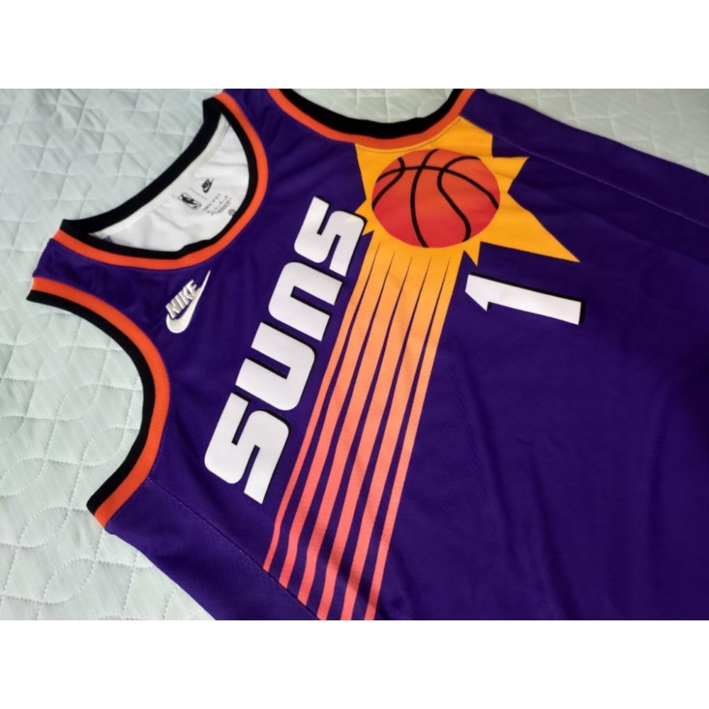 NIKE NBA 鳳凰城太陽隊 Booker 復古球衣 紫太陽 大太陽 城市版 球迷版 熱轉印 Swingman 48L-細節圖5