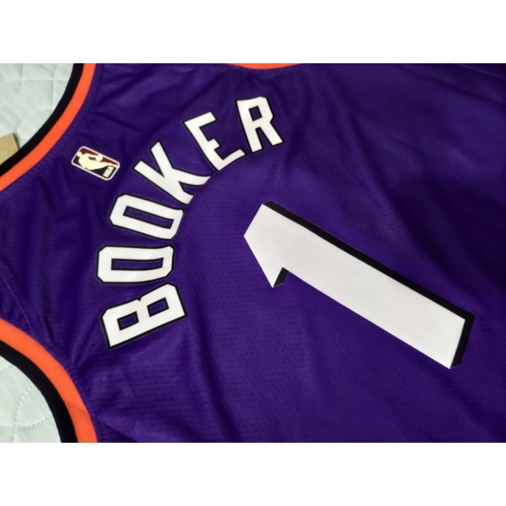 NIKE NBA 鳳凰城太陽隊 Booker 復古球衣 紫太陽 大太陽 城市版 球迷版 熱轉印 Swingman 48L-細節圖6