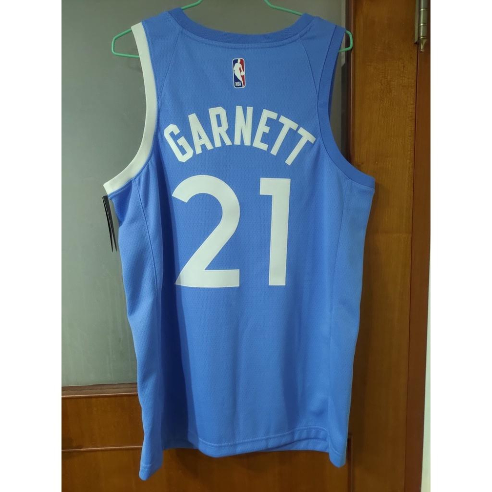 NBA明尼蘇達灰狼隊Kevin Garnett城市版水藍色球衣44M號全新含吊牌空白客製-細節圖2