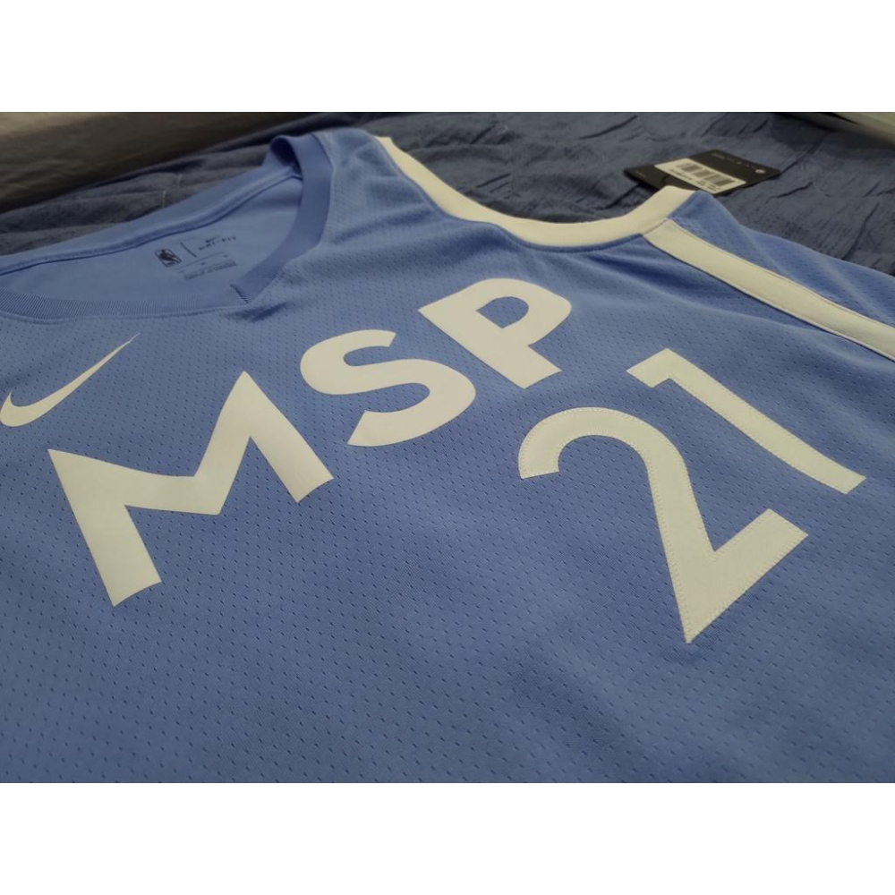 NBA明尼蘇達灰狼隊Kevin Garnett城市版水藍色球衣44M號全新含吊牌空白客製-細節圖7