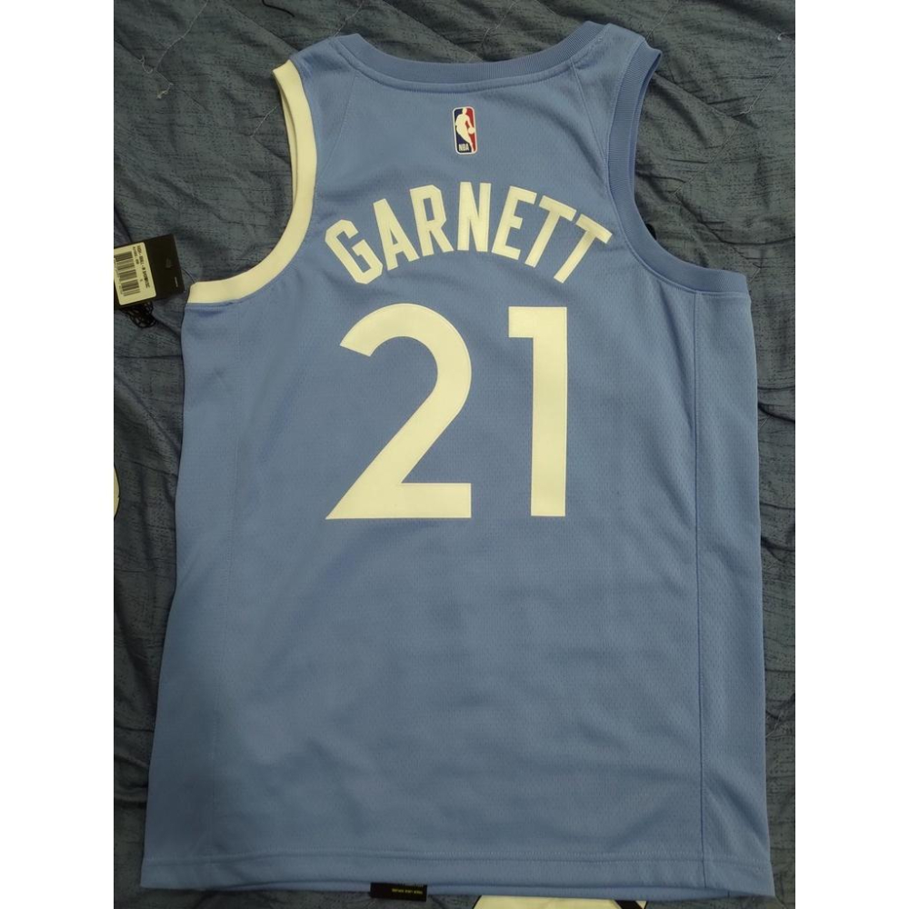 NBA明尼蘇達灰狼隊Kevin Garnett城市版水藍色球衣44M號全新含吊牌空白客製-細節圖8