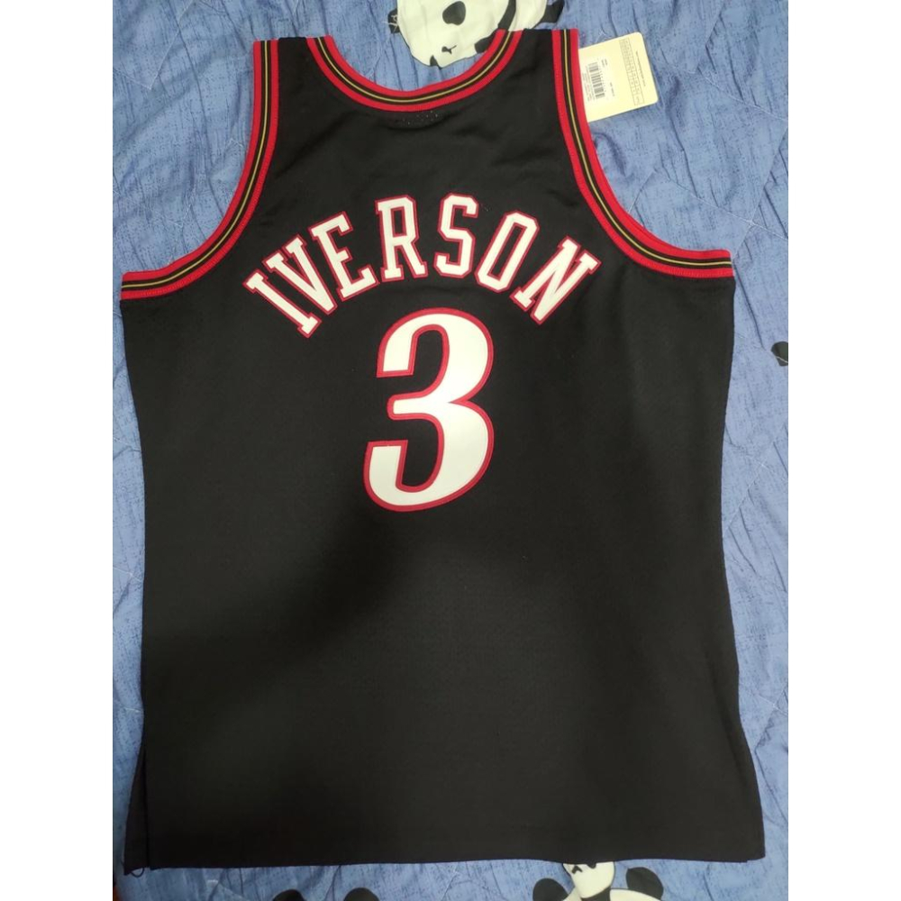 NBA球衣 Allen Iverson 七六人隊 M&N 復古球員版 1997-1998客場黑 窄肩 全新含吊牌 44L-細節圖4