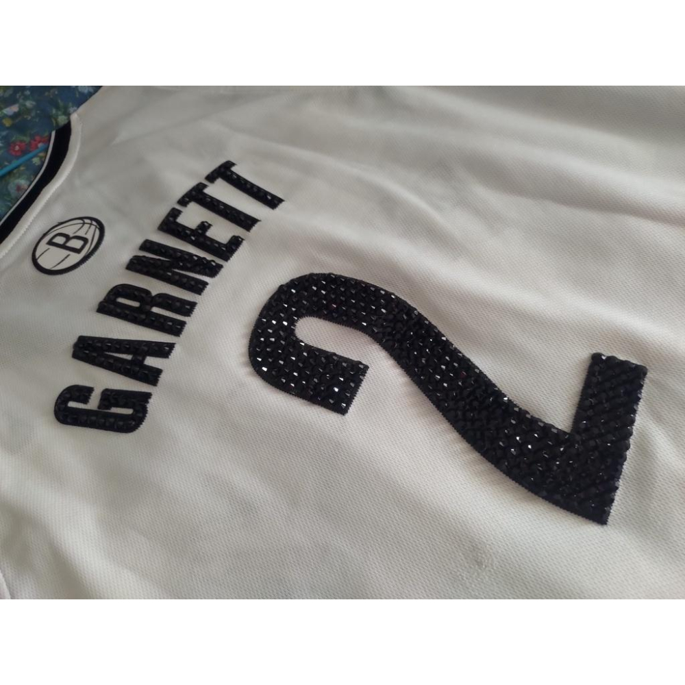 NBA 籃網隊Kevin Garnett 球衣 Adidas SW M號 貼鑽 DIY球衣-細節圖4
