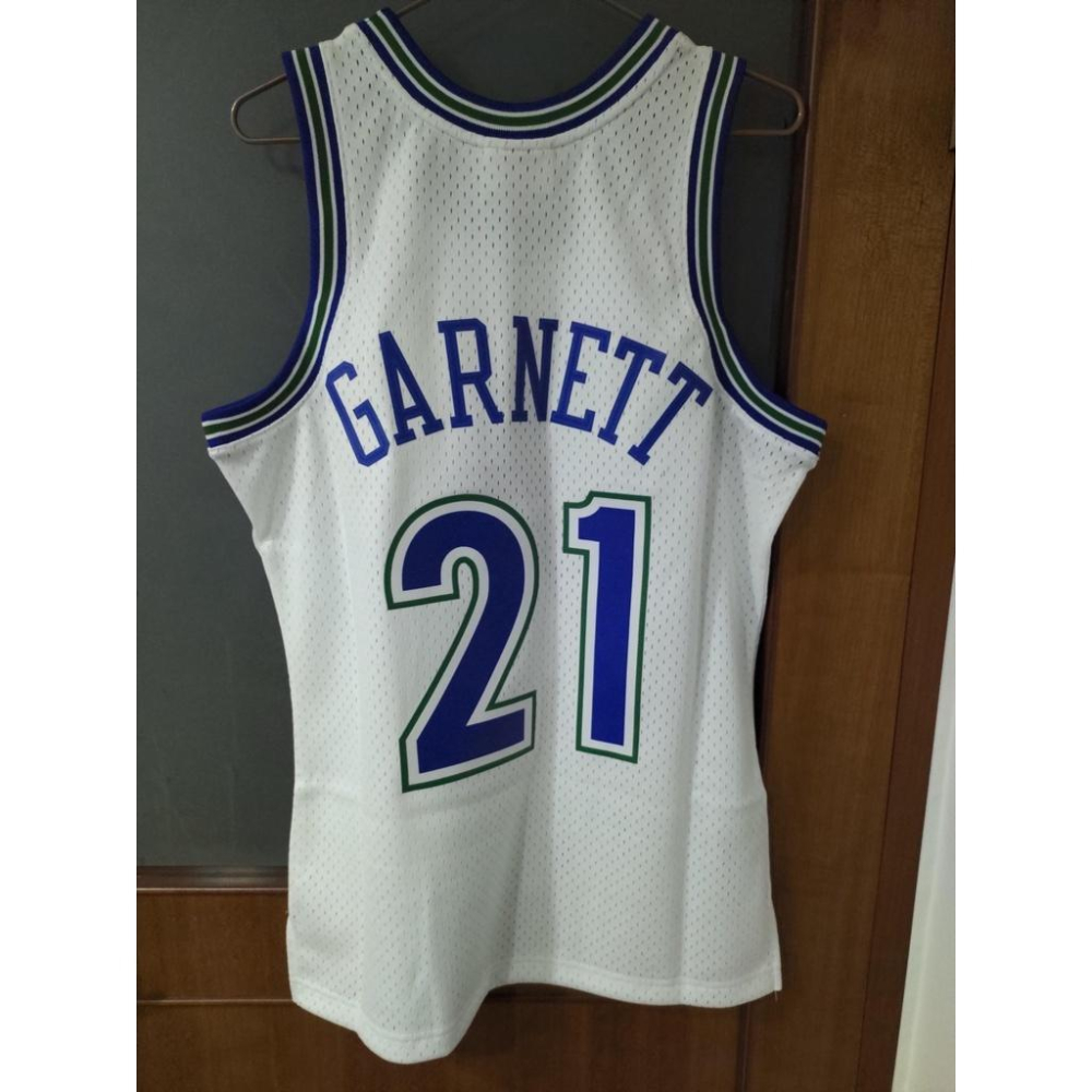 NBA 球衣 Kevin Garnett M&N Wolves 灰狼 新人年 復古白 復古 熱轉印 M號-細節圖2