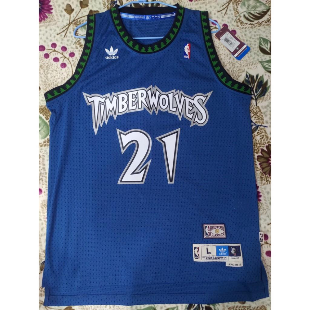 NBA球衣 灰狼隊藍森林 Kevin Garnett Adidas Originals SW 全新L號-細節圖3
